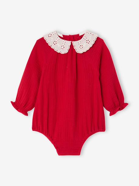 Ensemble barboteuse et collants bébé fille rouge 2 - vertbaudet enfant 