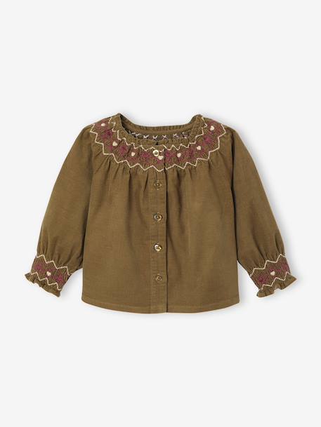 Blouse bébé fille manches longues olive 1 - vertbaudet enfant 