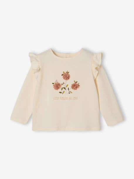 T-shirt manches longues bébé fille écru 1 - vertbaudet enfant 