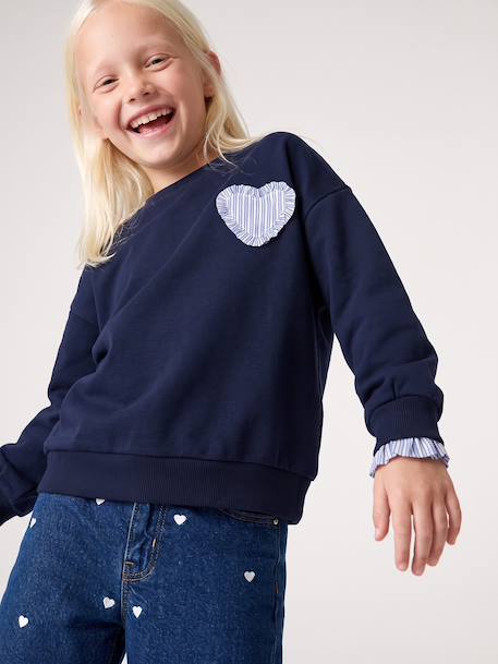 Sweat fille marine+vert de gris 1 - vertbaudet enfant 