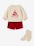 Ensemble Noël bébé fille sweat short collants rouge 2 - vertbaudet enfant 