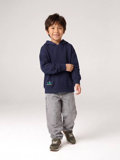 Sweat à capuche garçon marine+rouge chiné 9 - vertbaudet enfant 