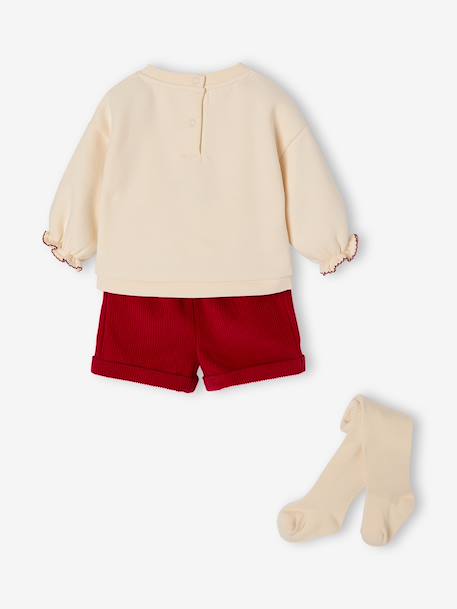 Ensemble Noël bébé fille sweat short collants rouge 6 - vertbaudet enfant 