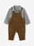 Ensemble salopette chemise bébé garçon olive 1 - vertbaudet enfant 