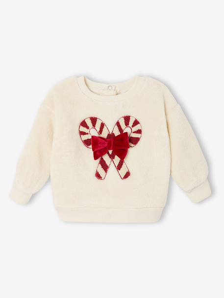 Sweat Noël bébé fille sherpa vanille 1 - vertbaudet enfant 