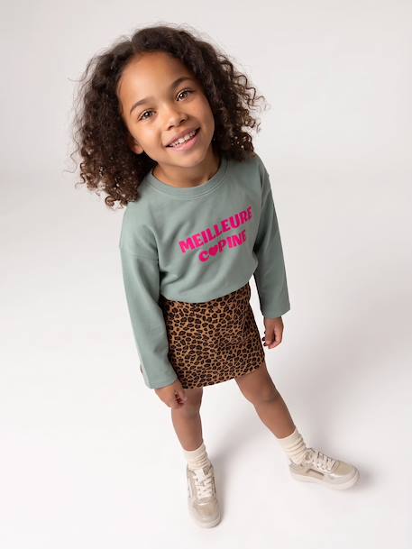 T-shirt manches longues fille encre+rose pâle+vert 21 - vertbaudet enfant 