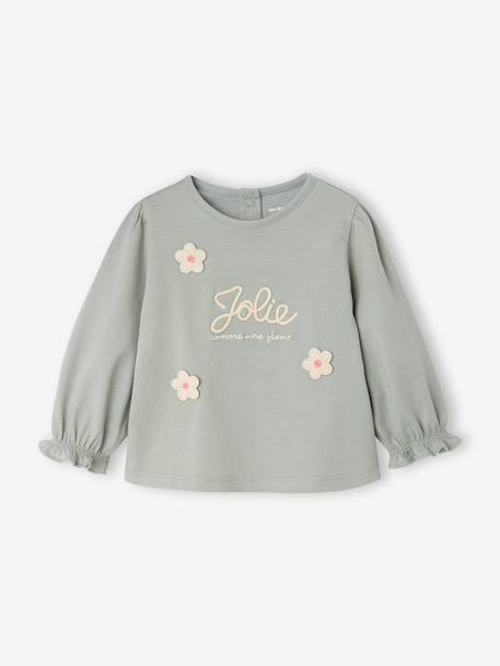 T-shirt manches longues bébé fille bleu glacier 1 - vertbaudet enfant 