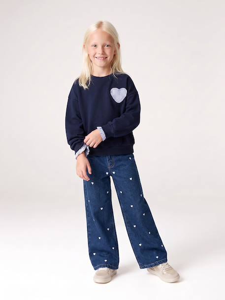 Sweat fille marine+vert de gris 7 - vertbaudet enfant 
