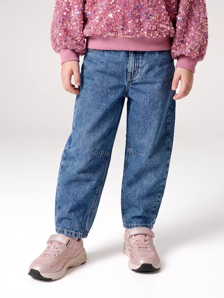 Jean balloon fille bleu moyen+denim bleached 1 - vertbaudet enfant 