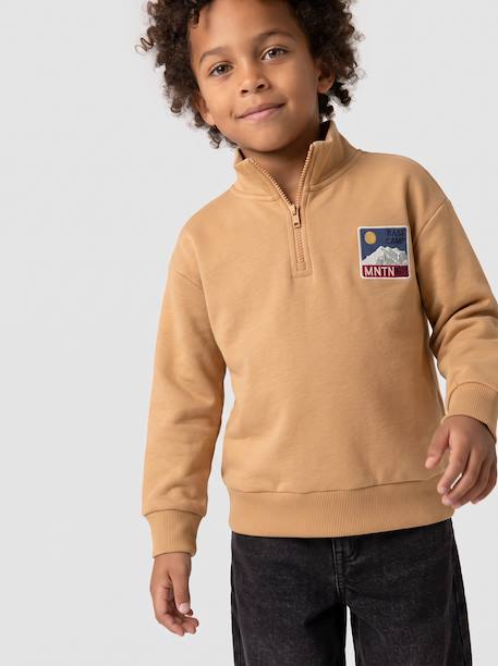 Sweat col camionneur garçon bleu canard+jaune 6 - vertbaudet enfant 