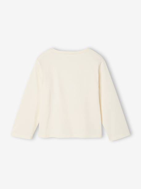 T-shirt fille animation coeur fille manches longues blanc+blush+écru+vert 4 - vertbaudet enfant 