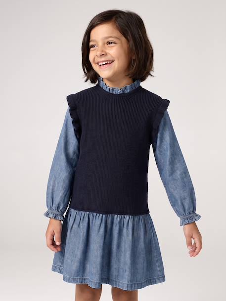 Robe 2 en1 fille marine 10 - vertbaudet enfant 