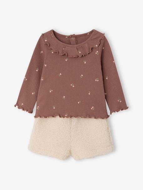 Ensemble t-shirt et short bébé fille chocolat 1 - vertbaudet enfant 