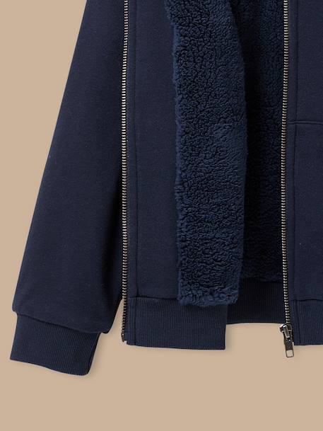 Sweat zippé doublé sherpa garçon Marine+Vert foret 2 - vertbaudet enfant 