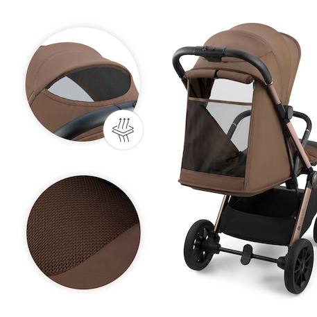 Poussette DAVE pliage automatique à une main, surface de couchage 93 cm, harnais magnétique 22 kg légère Beige+Gris+Marron+Noir 16 - vertbaudet enfant 