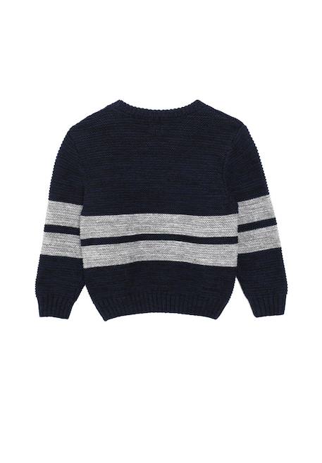 Pull 100% coton bébé garçon Fond indigo raye gris chine 4 - vertbaudet enfant 