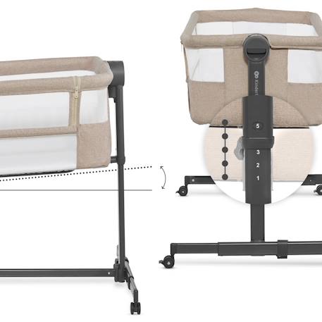 Lit bébé NESTEE UP 2 2 en 1 avec inclinaison du matelas, maille aérée et cadre en acier Beige+Gris 3 - vertbaudet enfant 
