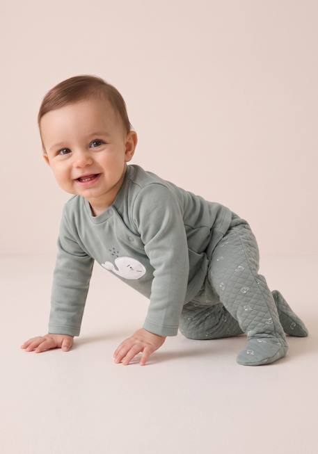 Ensemble pantalon + haut bébé mixte Vert d'eau 1 - vertbaudet enfant 