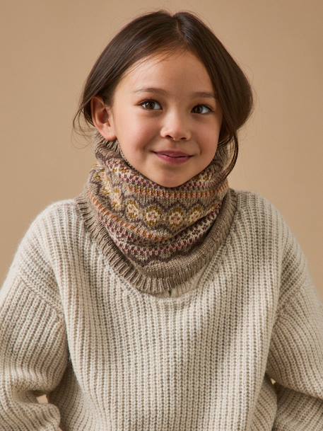 Snood jacquard enfant Taupe 1 - vertbaudet enfant 