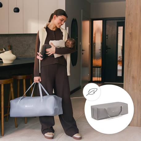 Parc Bébé ZIKI pliable avec entrée latérale zippée, structure en acier et sac de transport inclus pratique Beige 2 - vertbaudet enfant 