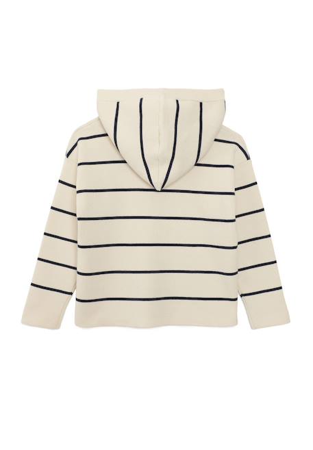 Pull à capuche garçon Fond beige raye indigo 3 - vertbaudet enfant 