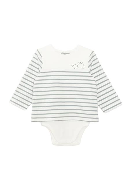 Body manches longues 100% coton bébé garçon Fond naturel raye vert d eau 2 - vertbaudet enfant 