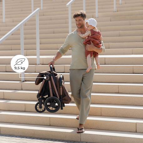 Poussette DAVE pliage automatique à une main, surface de couchage 93 cm, harnais magnétique 22 kg légère Beige+Gris+Marron+Noir 20 - vertbaudet enfant 