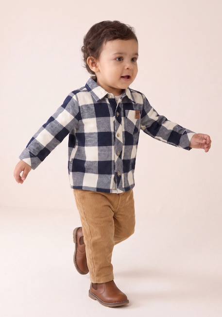 Ensemble pantalon + haut bébé garçon Carreaux indigo 1 - vertbaudet enfant 