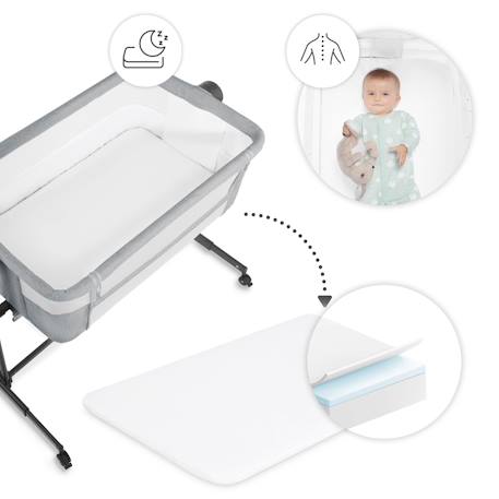 Lit bébé NESTEE UP 2 2 en 1 avec inclinaison du matelas, maille aérée et cadre en acier Beige+Gris 10 - vertbaudet enfant 