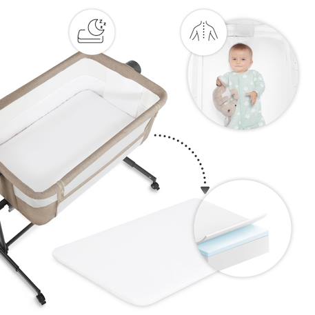 Lit bébé NESTEE UP 2 2 en 1 avec inclinaison du matelas, maille aérée et cadre en acier Beige+Gris 4 - vertbaudet enfant 