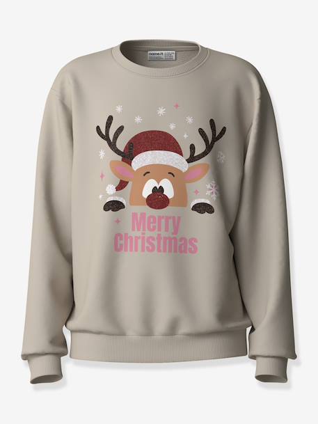 Sweat-shirt de Noël fille name it avoine+bordeaux+rose bonbon 1 - vertbaudet enfant 