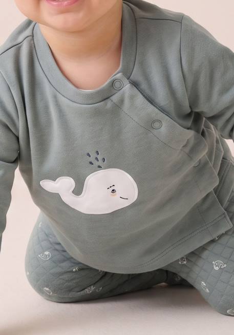 Ensemble pantalon + haut bébé mixte Vert d'eau 2 - vertbaudet enfant 