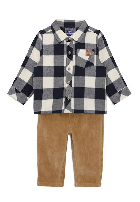 Ensemble pantalon + haut bébé garçon Carreaux indigo 2 - vertbaudet enfant 
