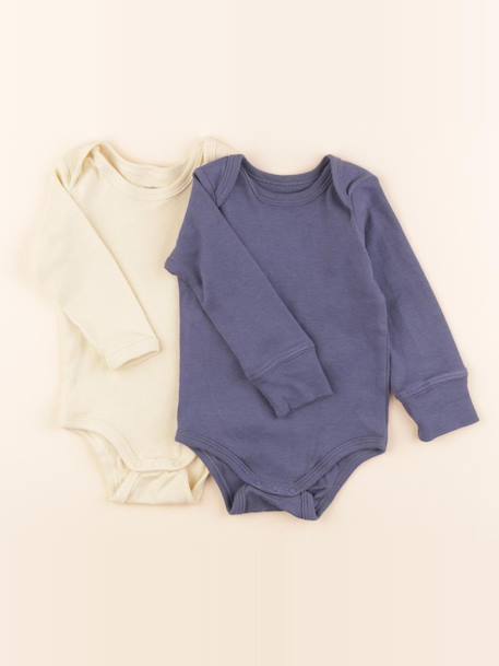 Lot de 2 bodies en coton - 6 mois Bleu, jaune 1 - vertbaudet enfant 
