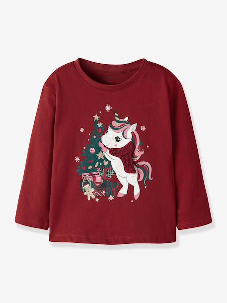 T-shirt de Noël fille à détails pailletés name it bleu foncé+rose bonbon+rouge 7 - vertbaudet enfant 