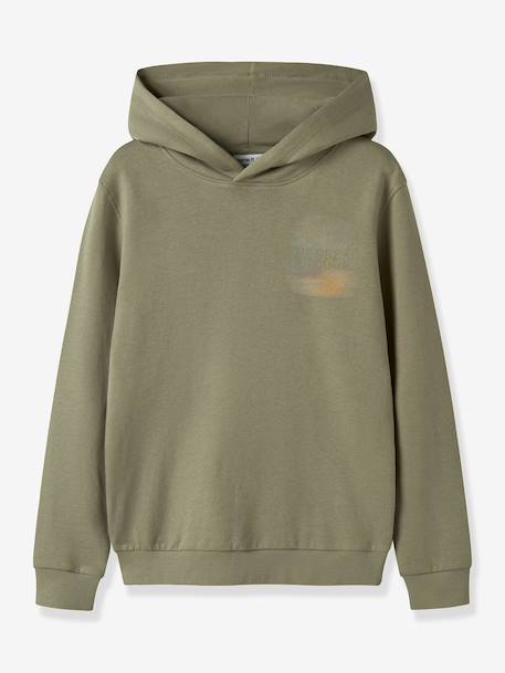 Sweat à capuche garçon avec inscription name it noir+olive 2 - vertbaudet enfant 