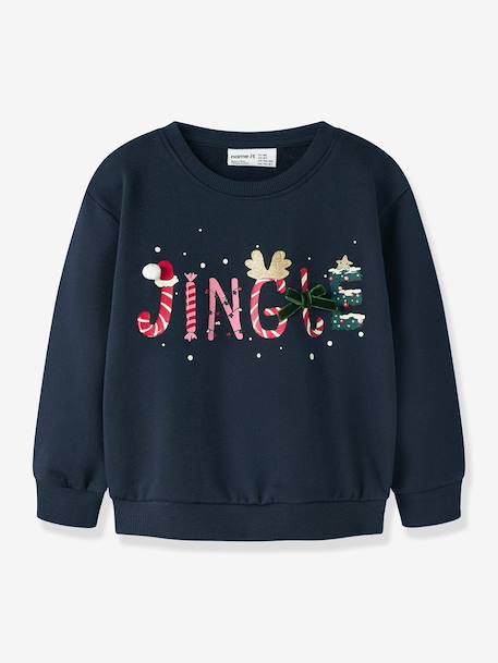 Sweat de Noël avec imprimé pailleté fille name it bleu foncé 1 - vertbaudet enfant 