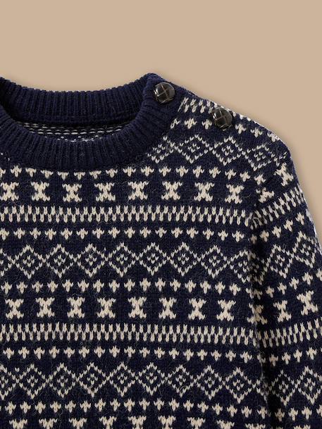 Pull jacquard avec laine garçon Marine 2 - vertbaudet enfant 