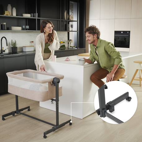 Lit bébé NESTEE UP 2 2 en 1 avec inclinaison du matelas, maille aérée et cadre en acier Beige+Gris 2 - vertbaudet enfant 