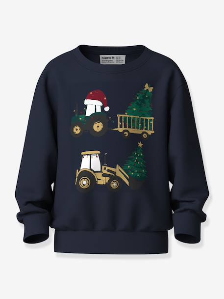Sweat-shirt de Noël garçon name it bleu foncé+bordeaux 1 - vertbaudet enfant 