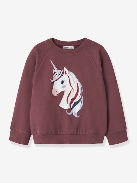 Sweat-shirt fille à motifs animaux name it bordeaux+gris chiné+mauve 1 - vertbaudet enfant 