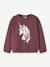 Sweat-shirt fille à motifs animaux name it bordeaux+gris chiné+mauve 1 - vertbaudet enfant 