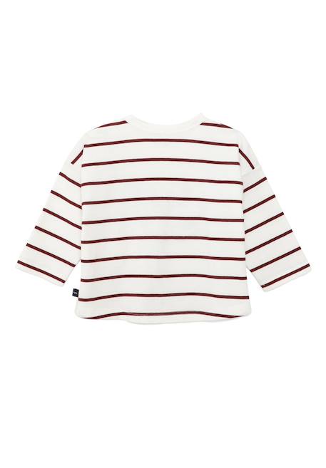 Mariniere manches longues 100% coton bébé garçon Fond blanc casse raye bordeaux 4 - vertbaudet enfant 
