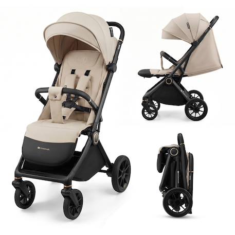 Poussette DAVE pliage automatique à une main, surface de couchage 93 cm, harnais magnétique 22 kg légère Beige+Gris+Marron+Noir 1 - vertbaudet enfant 