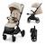 Poussette DAVE pliage automatique à une main, surface de couchage 93 cm, harnais magnétique 22 kg légère Beige+Gris+Marron+Noir 1 - vertbaudet enfant 