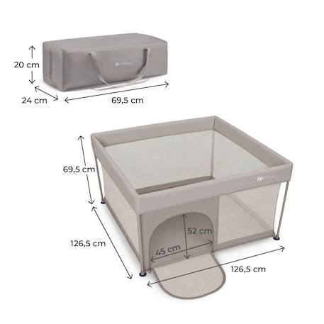 Parc Bébé ZIKI pliable avec entrée latérale zippée, structure en acier et sac de transport inclus pratique Beige 6 - vertbaudet enfant 