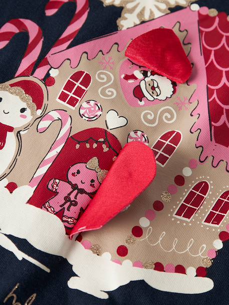 T-shirt de Noël fille à détails pailletés name it bleu foncé+rose bonbon+rouge 3 - vertbaudet enfant 