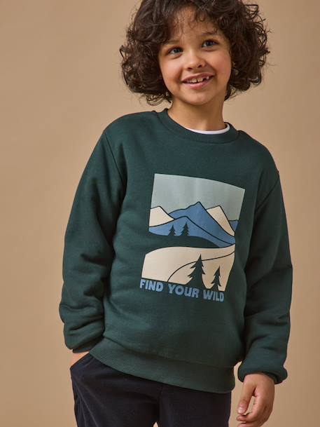 Sweat doublé sherpa garçon Marine+Vert anglais 3 - vertbaudet enfant 