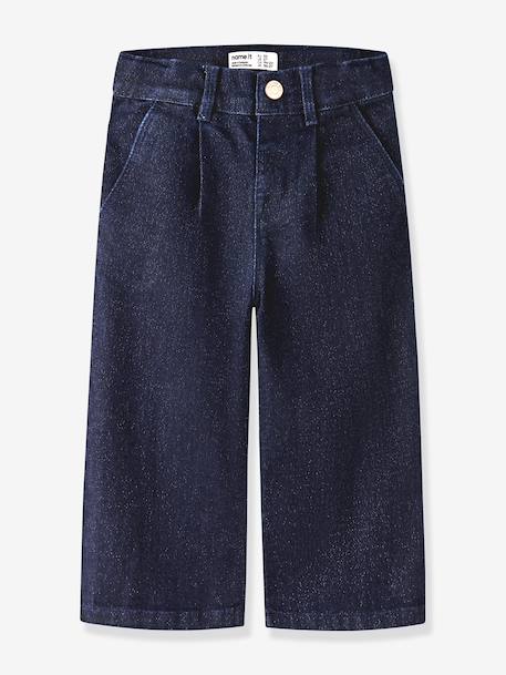 Jean large fille à effet pailleté Wide-Leg name it, taille ajustable bleu nuit 1 - vertbaudet enfant 
