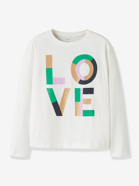 T-shirt manches longues à inscriptions fille name it écru+noir 1 - vertbaudet enfant 